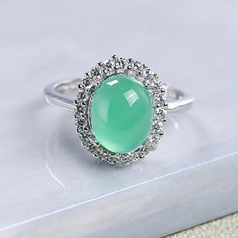 Bague en Cristal Vert en Argent