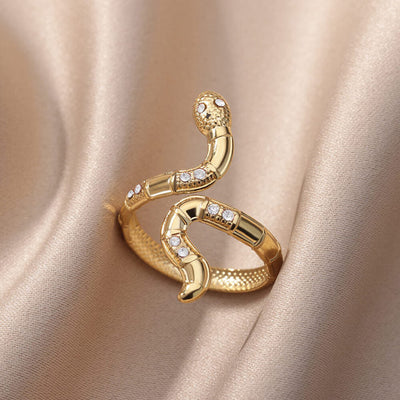 Bague Serpent Ajustable avec Zircons