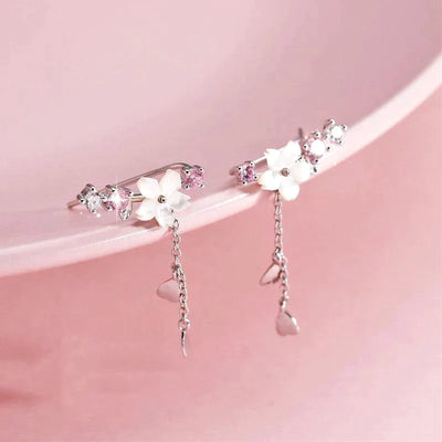 Boucles d'oreilles fleur de cerisier en cristal