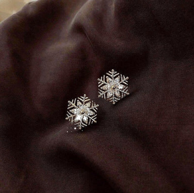 Boucles d'Oreilles Flocon de Neige avec Zircon en Or