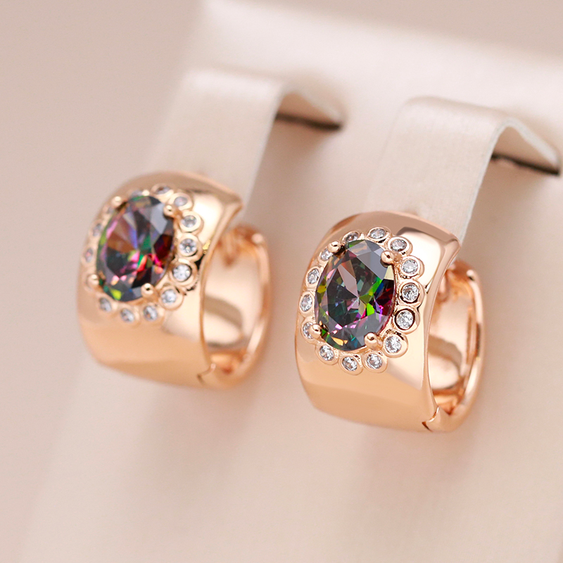 Petites Boucles d'oreilles en Cristal Multicolore Doré