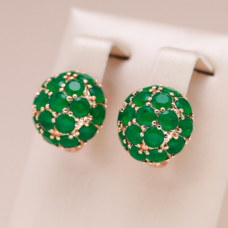 Petites Boucles d'oreilles en Or avec Cristal Vert