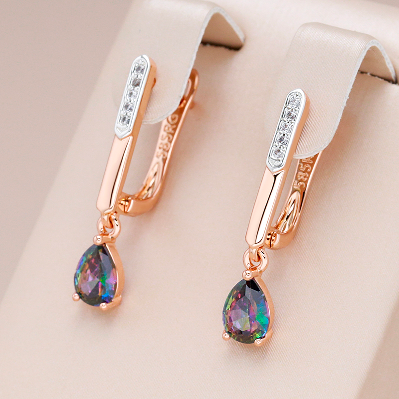 Boucles d'oreilles Elégant en Cristal Multicolore en Or