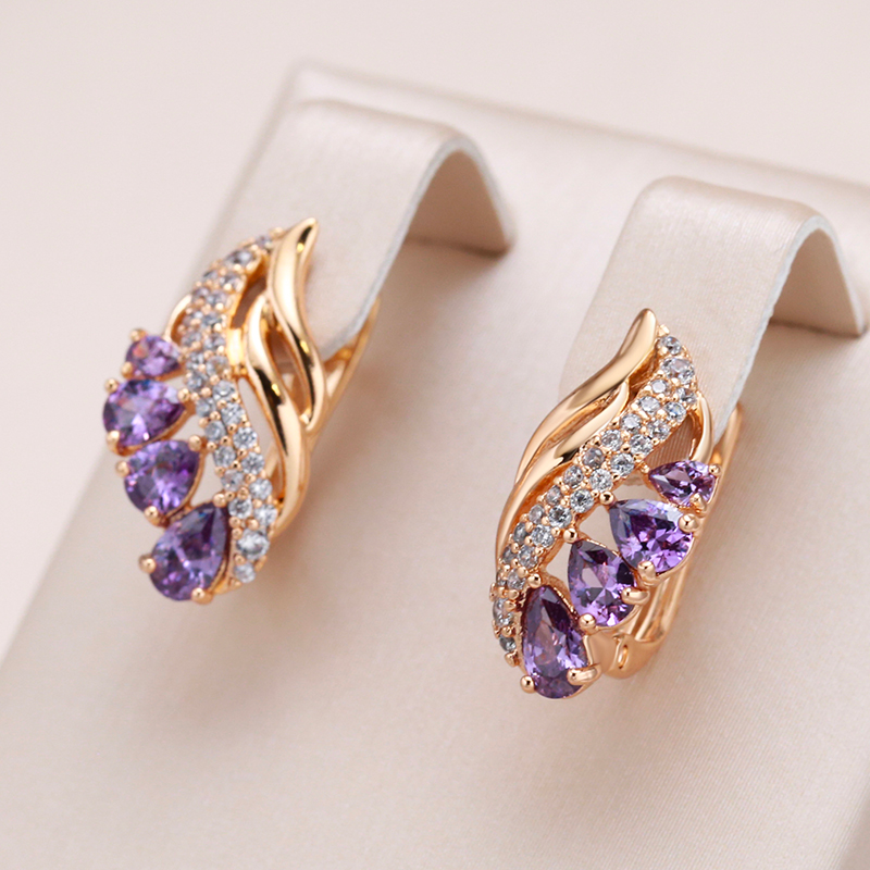 Boucles d'oreilles Luxueuses en Cristal Violet