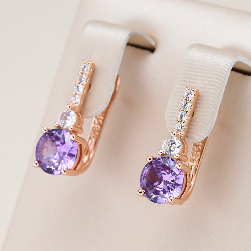 Boucles d'oreilles en Crystal Rond Violet