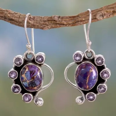 Boucles d'oreilles Mauves en Argent