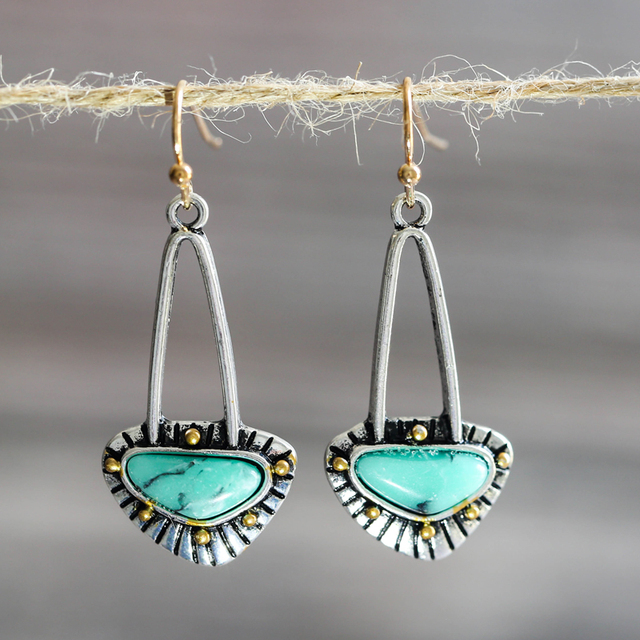 Boucles d'oreilles Vintage en Argent et Turquoise