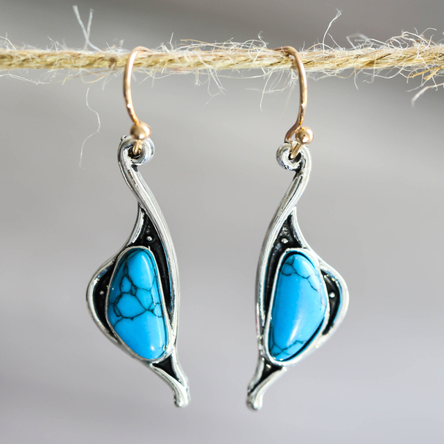 Boucles d'oreilles en Argent en Pierre Naturelle Bleue