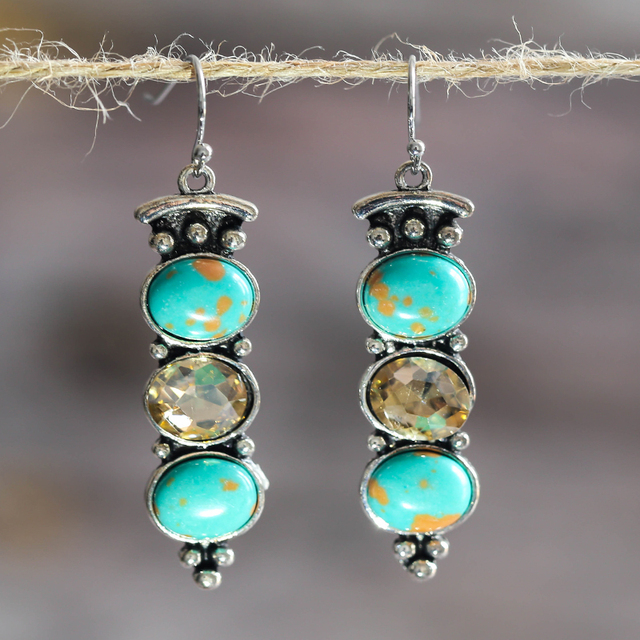 Boucles d'oreilles Vintage en Turquoise Naturelle