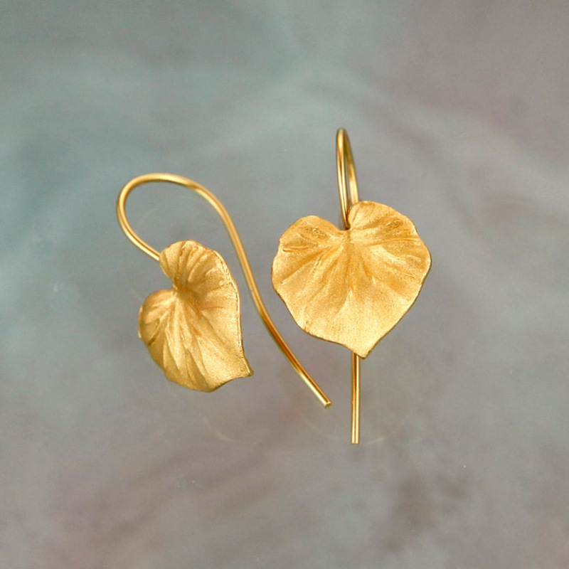 Boucles d'oreilles Feuille Dorée