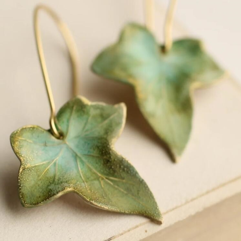 Boucles d'oreilles Feuille Verte