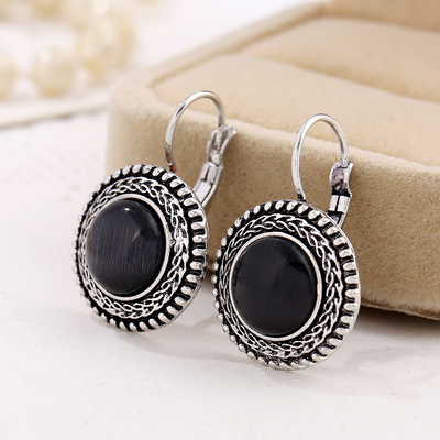 Boucles d'oreilles Boho en Argent avec Pierres Rondes