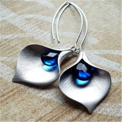 Boucles d'oreilles en Argent avec Pierres Bleues