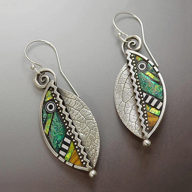 Boucles d'oreilles en Argent et Cristal Vert