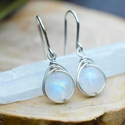 Boucles d'oreilles Pierre de Lune en Argent