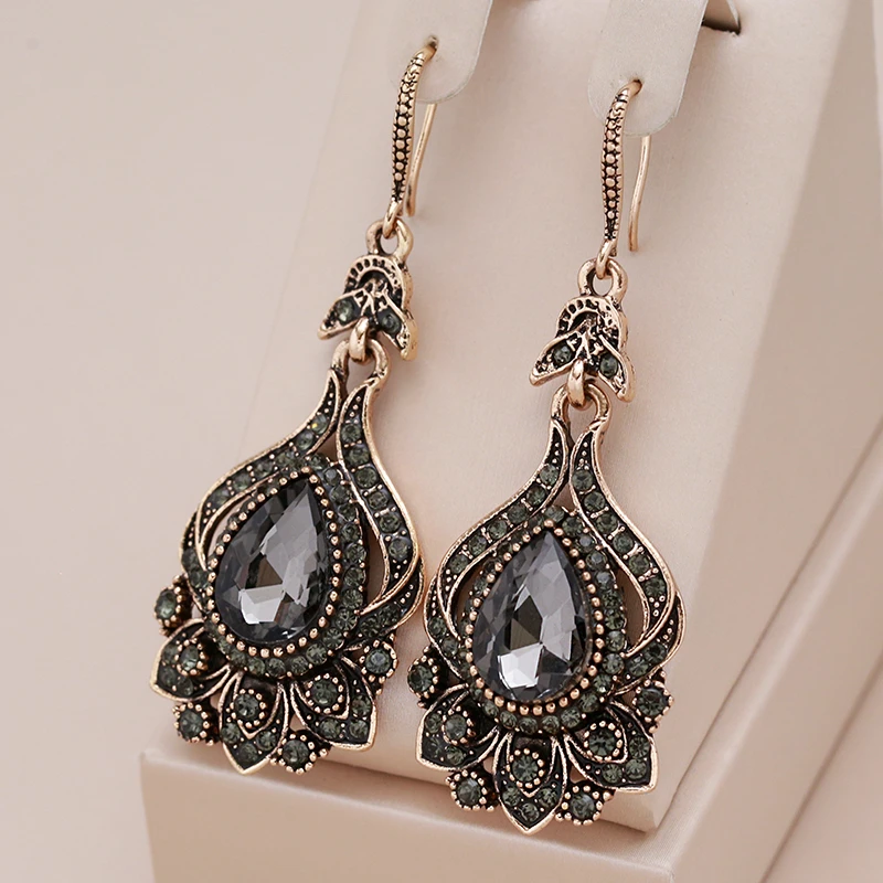 Boucles d’oreilles élégantes en cristal noir Mandala