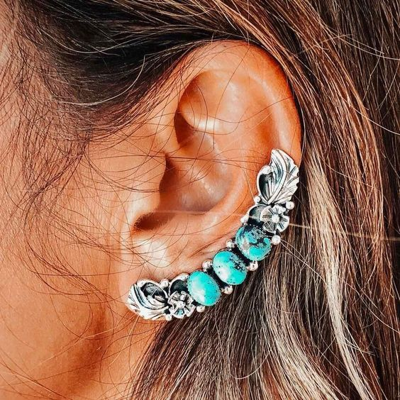 Boucles d'oreilles en Argent avec Opale Turquoise