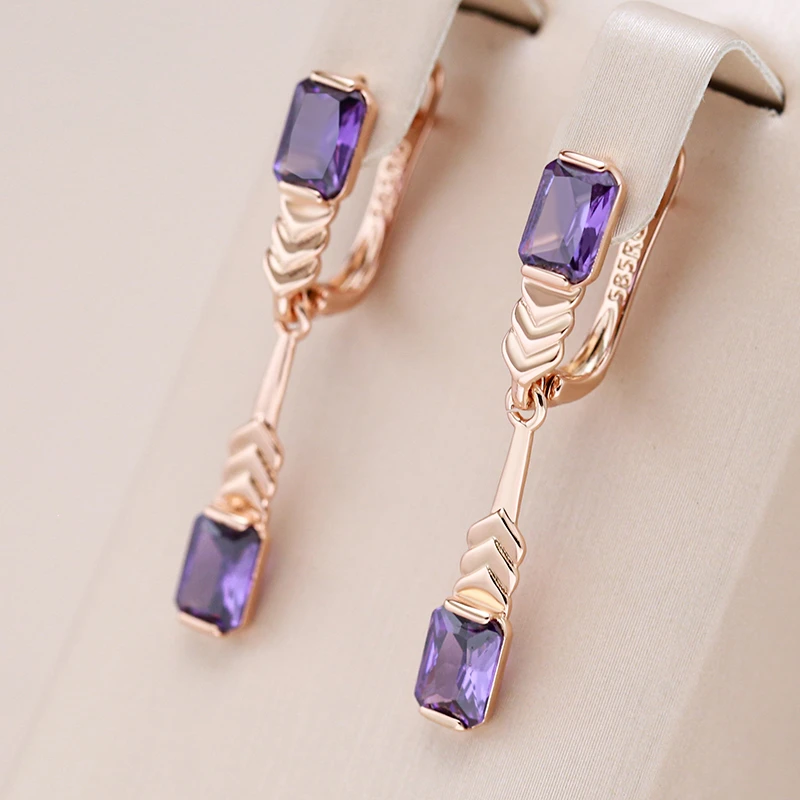 Boucles d'oreilles Elégantes avec Cristaux Violet