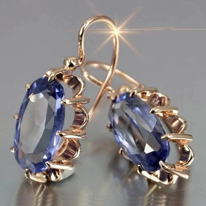 Boucles d'oreilles en Cristal Bleu et Or