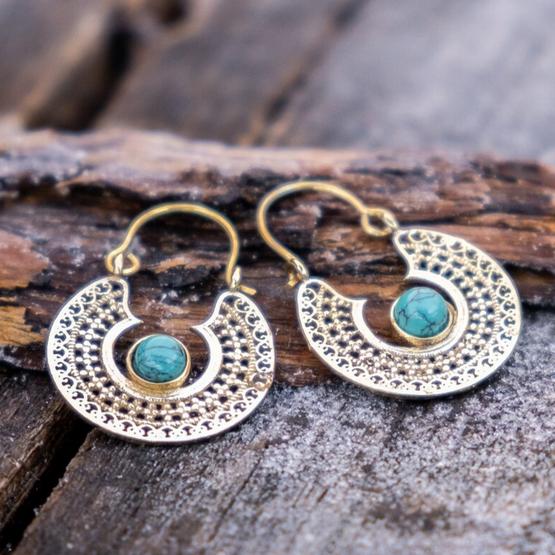 Boucles d'oreilles Mandala en Turquoise