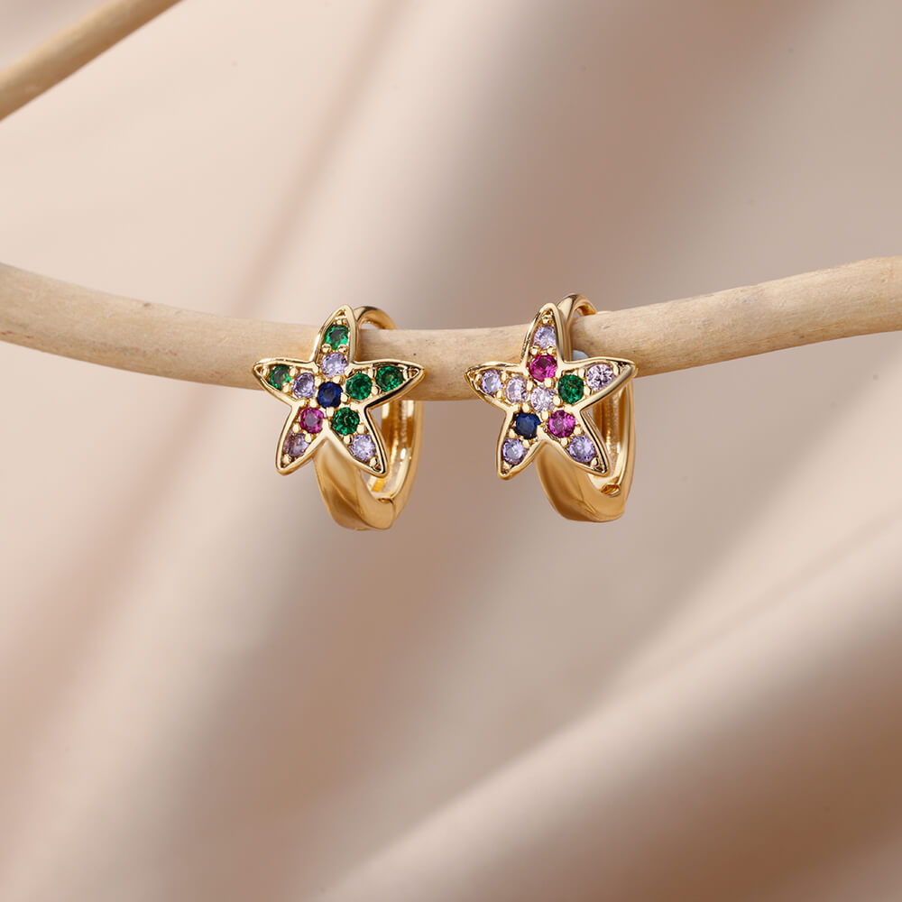 Boucles d'oreilles Or Elégant Multicolore