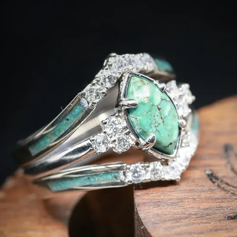 Bague vintage en émail turquoise