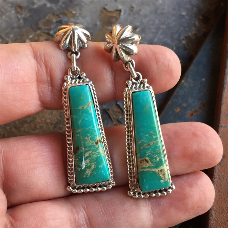 Boucles d'oreilles en Turquoise et Argent Vintage