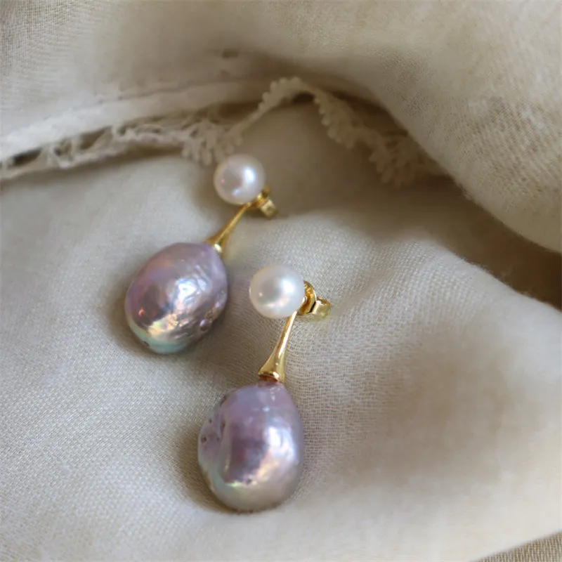 Boucles d'oreilles élégantes en perles lilas