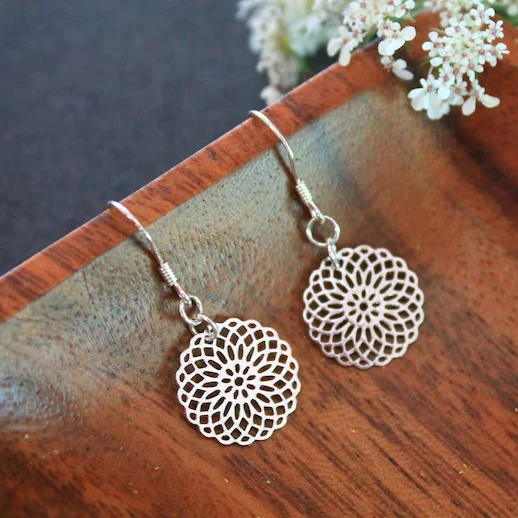 Boucles d'oreilles Mandala en argent