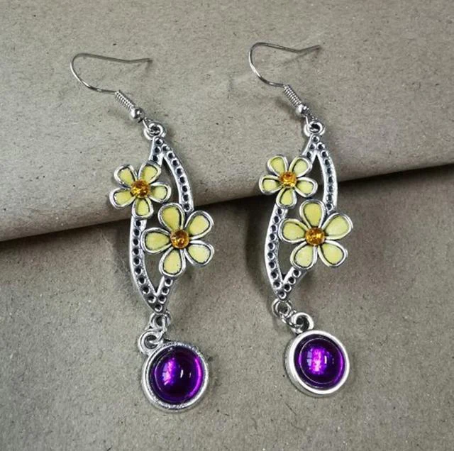 Boucles d'oreilles vintage en cristal violet
