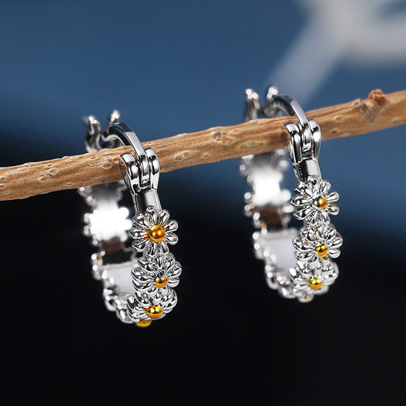 Boucles d'oreilles tournesol en argent