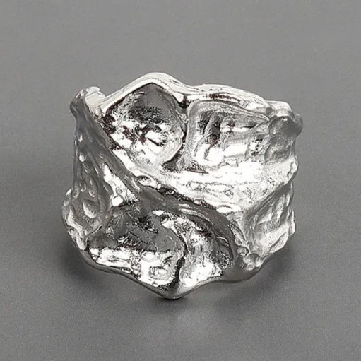 Bague réglable en argent irrégulier