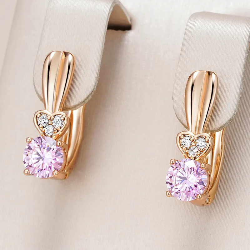 Boucles d'oreilles Elégant avec Zircon plaqué or rose