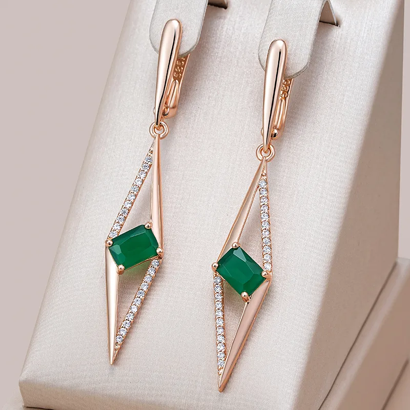 Boucles d'oreilles pendantes avec cristaux verts