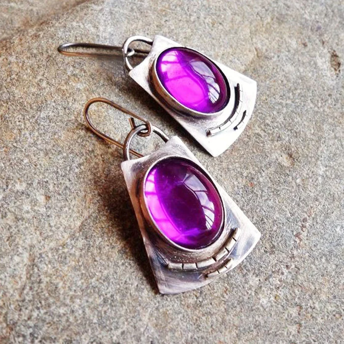 Boucles d'oreilles vintage mauve