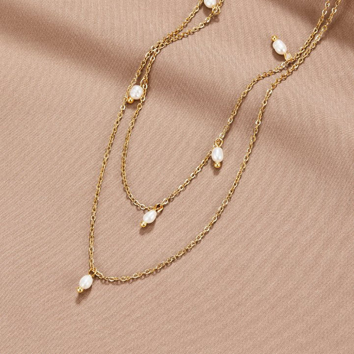 Élégant collier de perles plaqué or – Paradise Designs