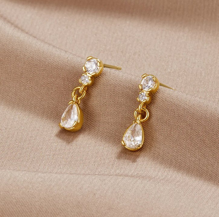 Boucles d'oreilles pendantes en cristal doré