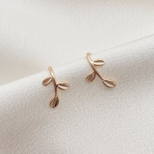 Boucles d'oreilles feuilles vintage dorées