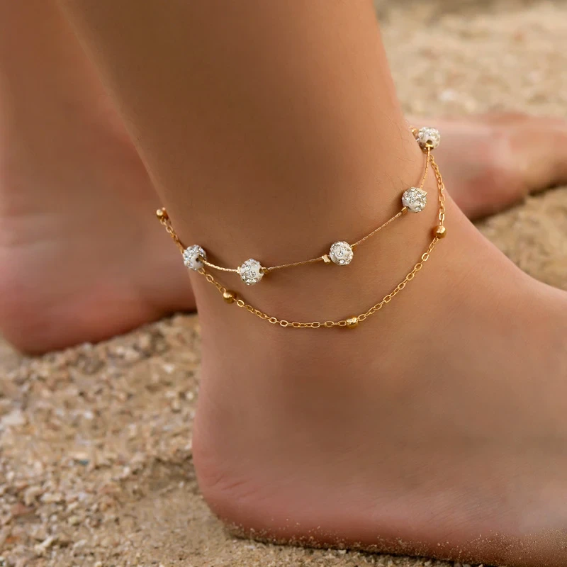 Bracelet de cheville élégant avec Zircons