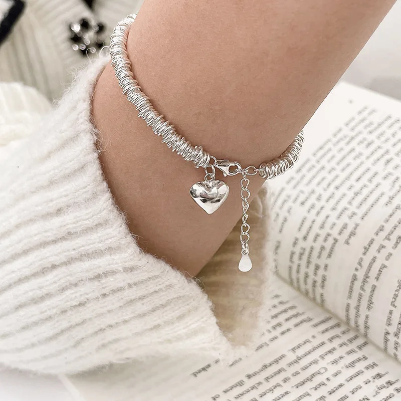 Bracelet de cheville élégant avec cœur en argent