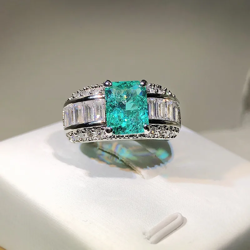 Élégante bague en cristal de Turquoise en argent