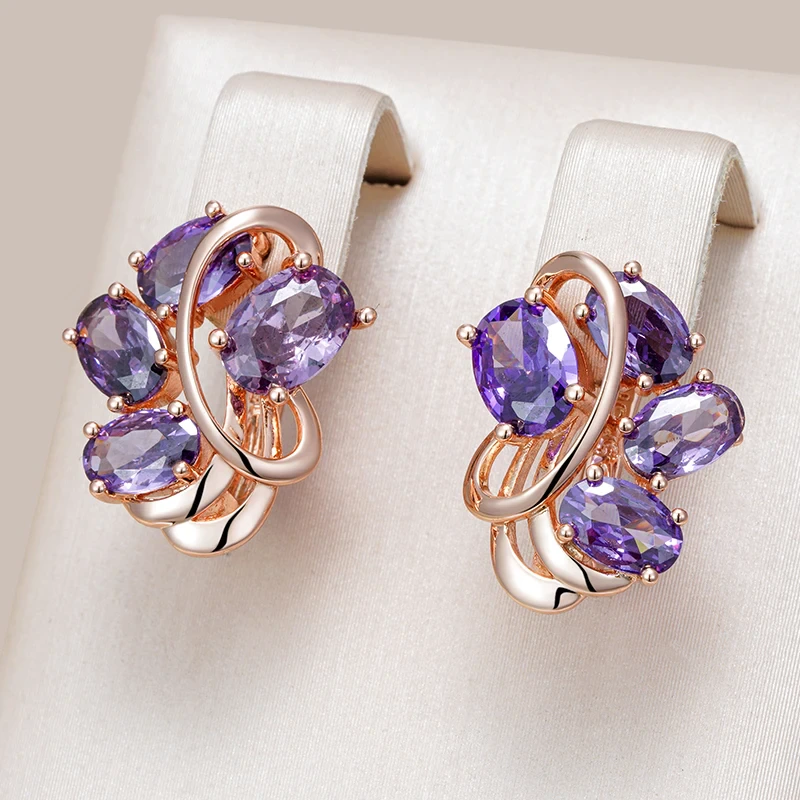 Boucles d'oreilles élégantes en cristal violet