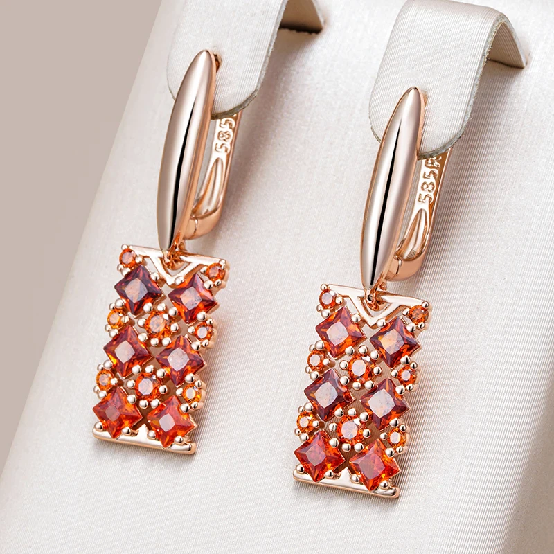 Boucles d'oreilles élégantes en cristal orange