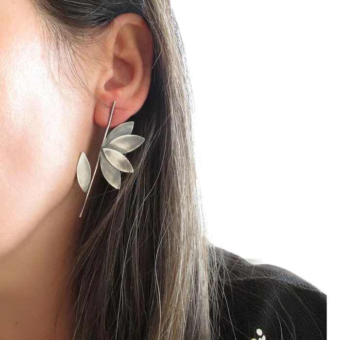 Boucles d'oreilles feuilles en argent