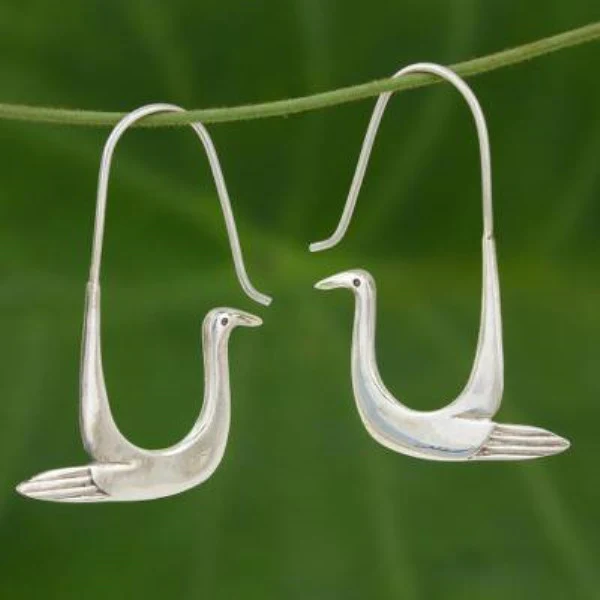 Boucles d'oreilles cygne en argent