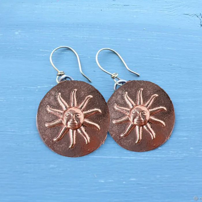 Boucles d'oreilles vintage soleil arrondi marron