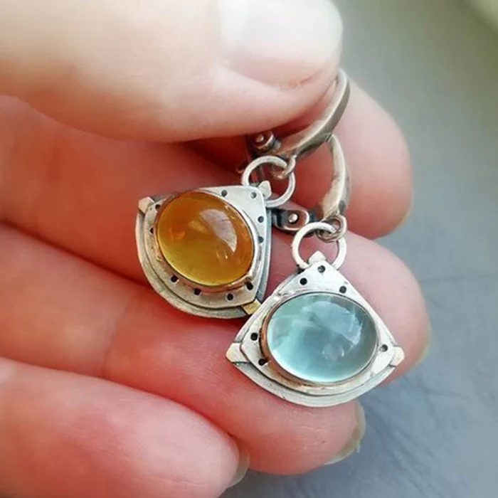 Boucles d'oreilles vintage en cristal argenté