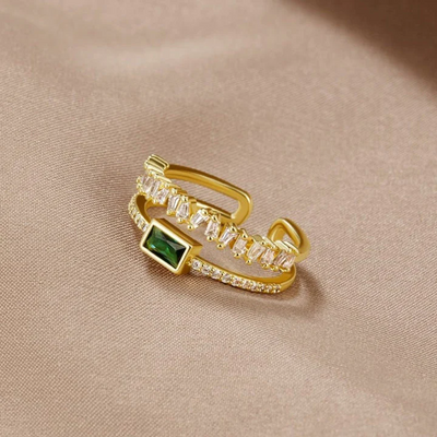 Bague élégante en cristal vert