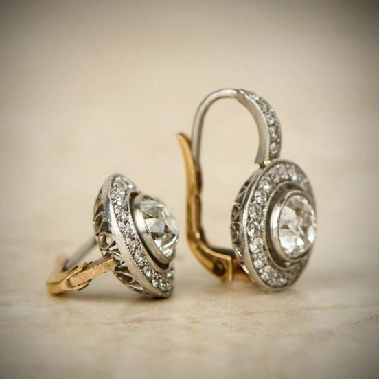 Boucles d'oreilles vintage en argent avec zircon