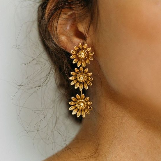 Boucles d'oreilles tournesol vintage